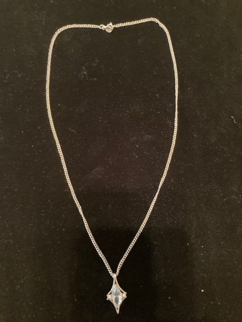 Light Blue Stone with 2 Small Clear Stones Pendant Necklace